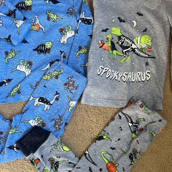 Kids Dinosaur Pajama Set - Blue and Gray - Picture 2 of 7